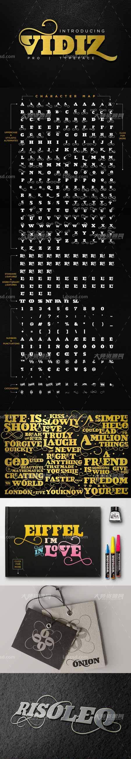 VIDIZ PRO Typeface,英文花饰字体
